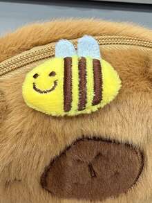 Fashionable Capybara Pattern Plush Crossbody Bag, Can Be Used As A Shoulder Bag, Handbag And Casual Bag, New Autumn And Winter Girl Bag, The Best Autumn Wallet. - Khaki - View 5