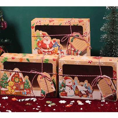 Sacs-cadeaux en papier kraft pour Noël - Peuvent être utilisés pour emballer des collations, des bonbons et des cadeaux, conviennent pour les cadeaux de fête de Noël, les fournitures de vacances et les décorations de vacances, les décorations de Noël - Cadeaux idéaux pour les fêtes de Noël