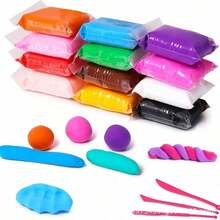 12/24/36 色风干粘土套装 - 儿童风干粘土，造型粘土，橡皮泥造型粘土（颜色随机，含工具），超轻速干神奇造型粘土，含雕塑工具，聚合物粘土，儿童理想礼物，史莱姆，圣诞礼物，手眼协调，儿童生日礼物。 - 彩色 - 查看 13