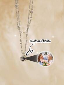 Kalung Proyeksi Rantai Ganda Kustom, Kalung Berlapis Foto Kustom, Kalung Foto, Perhiasan Kenangan, Hadiah untuk Sahabat Terbaik di Hari Ulang Tahun, Halloween, Natal - MultiWarna - View 12