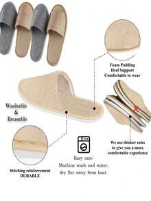 20Pairs/10pairs/5pairs/1pair Slippers Guest Slippers Travel Slippers For Women Travel Slipper For Men Reusable Slippers Business Trip Supplies Portable Slipper Universal Hotel Slippers Open And Closed Design For Hotel, Travel, Guests And Home