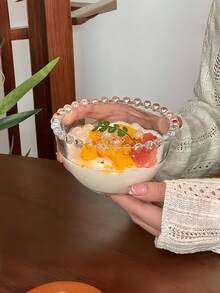 1 Stück kreative Glasschale mit Perlrand, Dessert-/Eis-/Salat-/Soßen-/Getreide-/Joghurtschale für den Hausgebrauch - Verschiedenfarbig - Übersicht 8