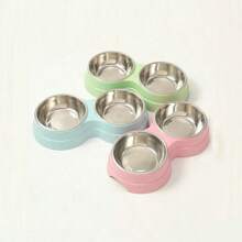 100ml Tazón de acero inoxidable de doble uso para mascotas, bebedero de agua para mascotas, tazón de plástico para perros y gatos - Multicolor - Ver 2