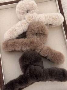 1pc Super Fairy Plush Hair Clip Girl Multi-Purpose Fluffy Hat With A Cute Hairstyle Accessory For A Look Fashion Claw Clips Fashion Hair Clutch Winter Hair Accessories