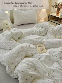 Juego de funda nórdica de 2/3 piezas, funda nórdica estampada con lunares negros, juego de funda nórdica de poliéster suave y fino, funda nórdica reversible, juego de funda nórdica de estilo nórdico minimalista en beige, adecuado para todas las estaciones (incluye 1 funda nórdica, 1/2 fundas de almohada, sin relleno)