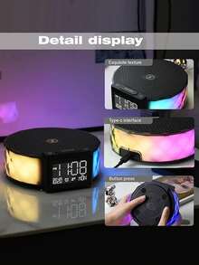 1 Pezzo Sveglia con Ricarica senza fili Veloce 15W, Sveglia Digitale con Altoparlante, Lampada da Notte per Camera da Letto, Luce Notturna RGB a 5 Colori, Modalità Snooze, Sveglie per Camera da Letto, Lampada da Comodino, Lampada Decorativa da Scrivania, Regali Creativi, Camera da Letto, Stagione Scolastica, Uffici (NB: La Funzione di Ricarica senza fili Supporta Solo Prodotti Compatibili con la Ricarica senza fili)