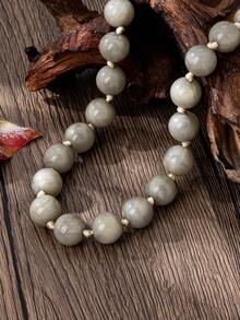 1 pieza Collar de cuentas con efecto de nube de resina geométrica redonda de estilo bohemio con broche de metal, joyería hecha a mano para uso festivo o diario - Collar de cuentas - Ver 18