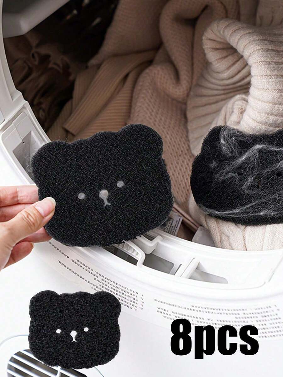 1/2/4pcs Pet Hair Remover, Suitable For Clothes Drying, Reusable, Non-Electric Lint Remover, Reduces Wrinkles, Saves Drying Time, Cute Bear Shape, Easily Removes Washer Lint And Pet Hair, Clothing Cleaner, Cleaning Supplies, Easy Hair And Cleaning - Black - View 1
