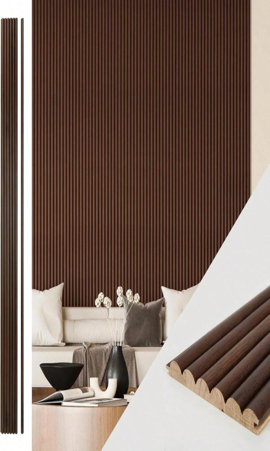 Art3d Slat Wood Wall Paneling For Interior And Ceiling Decoration - 4 Samples Pack, 6 X 57in - MàuF - Xem 1