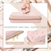 ProCase Large Travel Jewelry Organizer Case Jewellry Home Storage Book Ring Binder With Clear Pockets For Presentation Zippered Pouch Bag For Earrings Necklaces Bracelets Pink