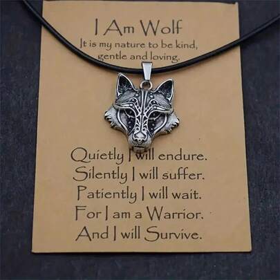 1pc Viking Retro Wolf Head Pendant Necklace, Fashionable & Unique Jewelry Accessory, Party Gift For Women