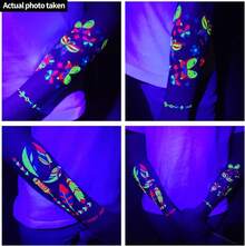 Sheet brillan en la oscuridad tatuajes temporales Styles Aldult Fluorescencia UV Neón Cuerpo Cara Falso Impermeable Tatuaje Pegatinas para Mujeres Hombres,Rave Festival Accesorio Fiesta Suministros - 10 Hojas Fiesta de la Música - Ver 10