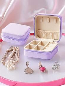 1 pièce Boîte à bijoux de voyage portable, boîte de rangement pour bijoux en PU imperméable, petits bijoux, cabinet d'affichage de bijoux détachable, convient pour les colliers, bagues, boucles d'oreilles, montres, pendentifs, indispensable de voyage, indispensable pour le dortoir universitaire, cadeau pour femmes, cadeau d'Halloween/Noël