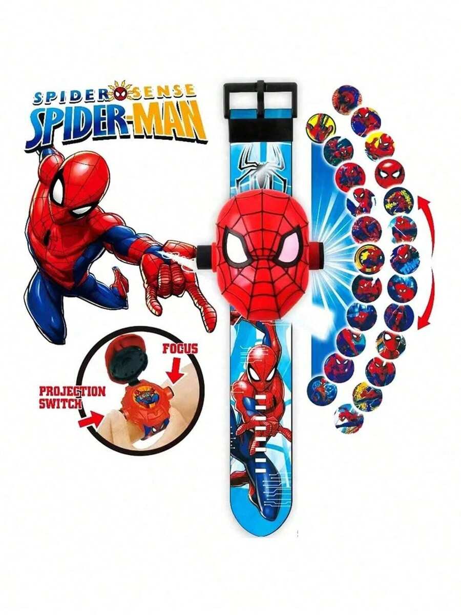 1Pc Animation Hero Watch 3D Projection Stereo Cartoon Spider-Man Iron Hulk Digital Watch Gift For One Piece