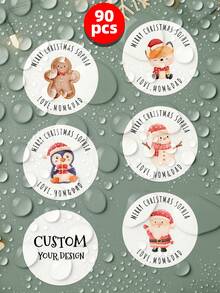 من 1 إلى 150 ملصق شخصي لعيد الميلاد، ملصقات هدايا عيد الميلاد المخصصة، ملصقات هدايا دائرية مخصصة بالنص - مناسبة لتغليف هدايا العطلات، ديكورات العطلات، ملصقات مغلف العطلات، ملصقات تغليف الحلوى والأطعمة، ملصقات أزياء لاصقة