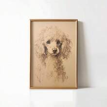 1 pièce Impression sur canevas vintage du portrait d'un caniche, esquisse rustique de chien, décoration murale à thème familial, texte en anglais, plaque murale pour la chambre, cadeau idéal pour les amateurs d'animaux de compagnie