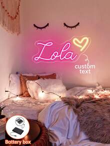 Letrero de neón personalizado, letrero de neón navideño personalizado para decoración del hogar, luz de neón LED con batería con nombre para decoración de pared, regalo para el Día de San Valentín, cumpleaños, luz de noche para dormitorio y decoración del hogar - caja de bateria - Ver 6
