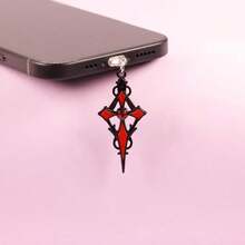 Flame Cross & Heart Cross Mobile Phone Dust Plug Pendant, Decoration Accessory Protector For IPhone, Type-C Port