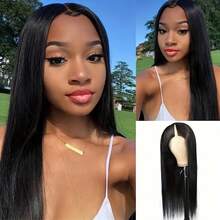 Luxangeles Straight Hair V Part Wig Blended Human Hair 200% Density 34Inches Upgrade Brazilian Glueless Non Lace Front Blended Wigs Full Machine Made Wigs For Women Blended Human Hair Head Clip In Half Wig Daily School Use - Natural Black - 查看 6