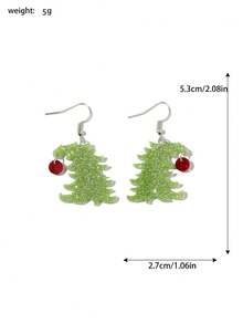 1 对有趣古怪可爱卡通圣诞树亚克力吊坠耳环，适合女士、节日派对珠宝 - 彩色 - 查看 5