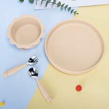 4-częściowa silikonowa miska do karmienia niemowląt i małych dzieci, talerz, widelec i łyżka ze stali nierdzewnej, motyw kota, z przyssawkami, do mikrofalówki i zmywarki