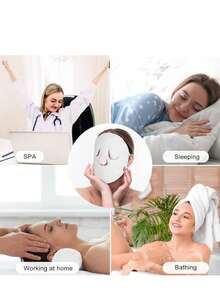 1pc Reusable Hot & Cold Facial Mask - Moisturizing Skin Care Compress For Home Spa, Steaming Face Wash Towel - White - View 5