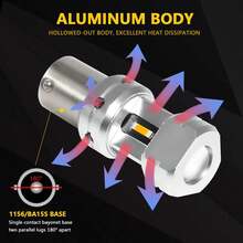 Bombillas LED de señal de giro (3600 lúmenes, 1156 7506, color ámbar, superbrillantes, P21W 1141 2396 7506, para coche, camión, motocicleta, RV, luces intermitentes, color amarillo ámbar - blanco - Ver 1