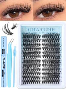 216/192 szt. puszystych, pojedynczych rzęs w kształcie litery D, kocie oko, do łączenia na lewą i prawą stronę, pojedyncze rzęsy 80/100D DIY, bardzo grube, naturalne, trwałe, ultralekkie, ultramiękkie, wielokrotnego użytku, zestaw do przedłużania rzęs, klej i uszczelniacz, pęseta do rzęs, szczoteczka do rzęs, odpowiednie dla początkujących, do użytku domowego, na co dzień, na imprezy, w podróży i na festiwale muzyczne