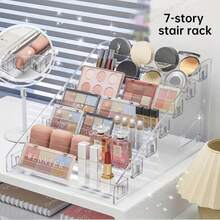 3-7 stöckiger Acryl Ausstellungsständer - Multifunktionale Make-up Organizer Box - Mehrschichtige Make-up Aufbewahrungsbox für Lidschatten, Nagellack usw. - Leichtgewichtig, ohne Montage - Ideal für Badezimmer Waschtisch, Make-up Tasche, Reiseutensilien - Transparent - Übersicht 12
