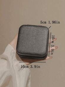 Minimalist Jewelry Box, Portable PU Material Jewelry Case, Summer Travel Jewelry Storage Box, Mini Jewelry Organizer Box For Earrings, Necklaces, Rings, Jewelry Display And Storage, Large Capacity Jewelry Holder, Suitable For Earrings, Rings, Necklaces, Bracelets, Nail Art, Gifts For Mother's Day, Christmas, Halloween, Women For Women Storage Organizer Travel Essentials Back To School Dormitory Storage - màu đen - Xem 10