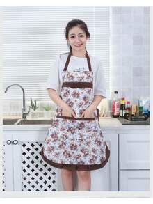 Avental de Renda Rosa de Camada Única, Avental com Laço no Pescoço e Cintura em Estilo Coreano Fofo para Cozinha, Casa, Escritório, Primavera/Verão