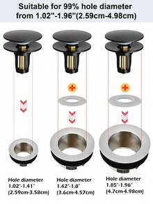1 pezzo Tappo di scarico per lavandino da bagno, filtro a spinta universale in acciaio inossidabile, con cattura capelli - Multicolore - Visualizzare 6