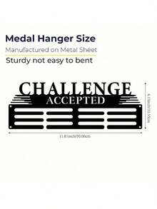 1 pieza, 30cm x 10,5cm Soporte de medalla de metal - Capacidad para 60 medallas, Estante de pared para exhibición con instalación fácil para maratón, carrera, fútbol, softball, premios y cintas, regalo de Navidad