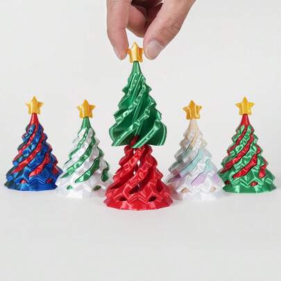 1/2/3 Piezas Árbol de Navidad en espiral impreso en 3D, Árbol de Navidad en espiral impreso, Juguete antiestrés en forma de cono imposible, Adornos de mesa de árbol de Navidad para el hogar, la oficina, regalos de fiesta de calcetines navideños