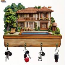 Key Hanger Wall Mount Colorful 2D Flat Villa Pattern Key Hooks For Wall Home Kitchen Office And More - Nhiều màu - Xem 5