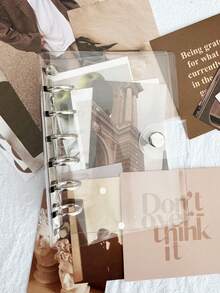 A7 极简透明活页笔记本和计划本、月度网格/横线/空白活页日记本和封面、笔记本套、可再填充活页夹收纳盒、A7 活页日记手册、PVC 活页夹套 - 彩色 - 查看 7