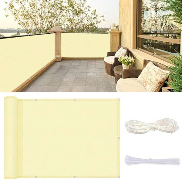 Schermo privacy da giardino, tenda parasole, schermo privacy per balcone, rete decorativa per esterni, adatto per protezione recinzione, protezione privacy non trasparente - beige