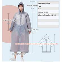 Impermeable para Lluvia, 2 Piezas Poncho de Lluvia, Reutilizable EVA Poncho, Chubasquero Porttil para Adultos, Poncho para Lluvia, para Hombre y Mujer Viajes Camping Excursionismo - inicial - Ver 2