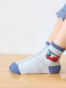 5 Pairs/Set Kids Cartoon Car Pattern Mid-Calf Socks, Boys Socks, Soft & Breathable, Suitable For Autumn/Winter Daily And Back To School Wear - Multicolor - View 3