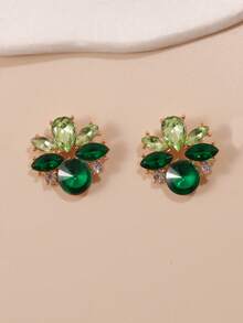 1 par de pendientes geométricos para mujer, de aleación con baño electrolítico, de cristal de colores y piedras de imitación, pendientes de moda de alta gama