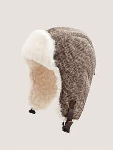 1pc Winter Ski Hat, Fleece Lined Windproof Earflap Cap, Warm Cycling Beanie For Men, Northeastern Cold-Proof Hat