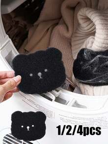 1/2/4pcs Pet Hair Remover, Suitable For Clothes Drying, Reusable, Non-Electric Lint Remover, Reduces Wrinkles, Saves Drying Time, Cute Bear Shape, Easily Removes Washer Lint And Pet Hair, Clothing Cleaner, Cleaning Supplies, Easy Hair And Cleaning - Black - View 11