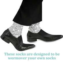 Silver Sequin Sock Covers Dance Socks Costume For Men Women Dress Up Halloween Glitter Short Foot Covers 80s 90s Pop Star Costume Dance Party Sock - 如圖 - 查看 4