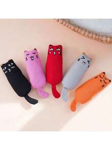 1 pezzo Giocattolo masticabile in peluche a forma di gatto, giocattolo masticabile durevole con suono, topo a forma di cartone animato, giocattolo di catnip per gatti - Multicolore - Visualizzare 6