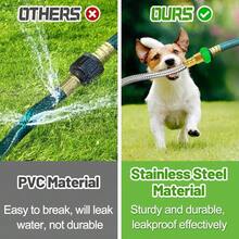 3ft Short Garden Hose With Female To Female Connector Metal Leakproof Leader Hose For Hose Reel Heavy Duty 304 Stainless Steel Flexible Hose For Outdoor Garden Watering Car Pet Cleaning - 10英尺 - 查看 3