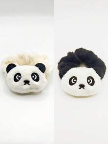 Autumn/Winter New Cute Panda Shaped Scrunchie Hair Ties Lovely Cartoon Hair Rope Ponytail Bun Hair Accessories, Casual & Elegant Street Style Hair Ties, Suitable For Spring, Summer, Autumn & Winter Ponytail Holders