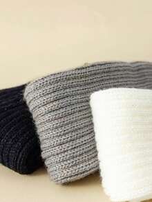 3 pares de calentadores de piernas decorativos y cómodos de unicolor con rayas verticales para mujer, adecuados para primavera, otoño e invierno, hay múltiples especificaciones para elegir