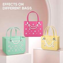 YYC Charms For Bogg BagDecorative Flowers Pearls And Chain Set For Rubber Tote Bag Must Have Accories For Women Girls  Beach Totes Bling Decoration - 風格A - 查看 5