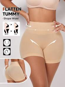 Women's High Waist Mid-Length Lightweight Shaping Shorts, Suitable For Layering - Apricot - View 3