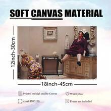 Frameless Bridesmaids Movie Canvas Art - Humorous Bathroom Scene Wall Decor, 12x18 Inches, Perfect For Living Room, Bedroom, Office, Or For Man Cave - 黑色 - 查看 3